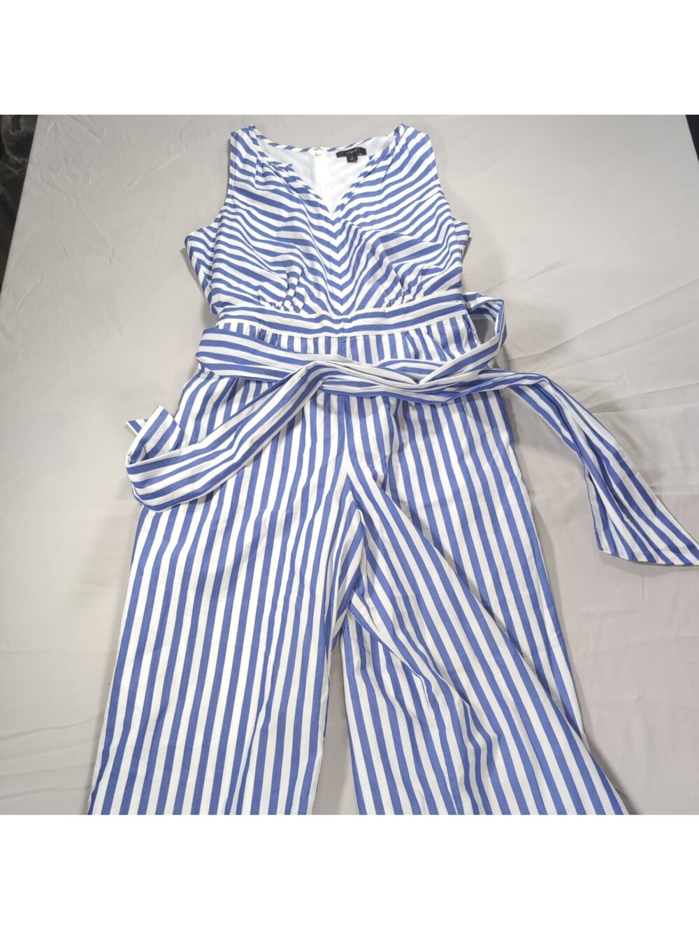 J. Crew Blue and White Striped Sleeveless Jumpsuit Size 4